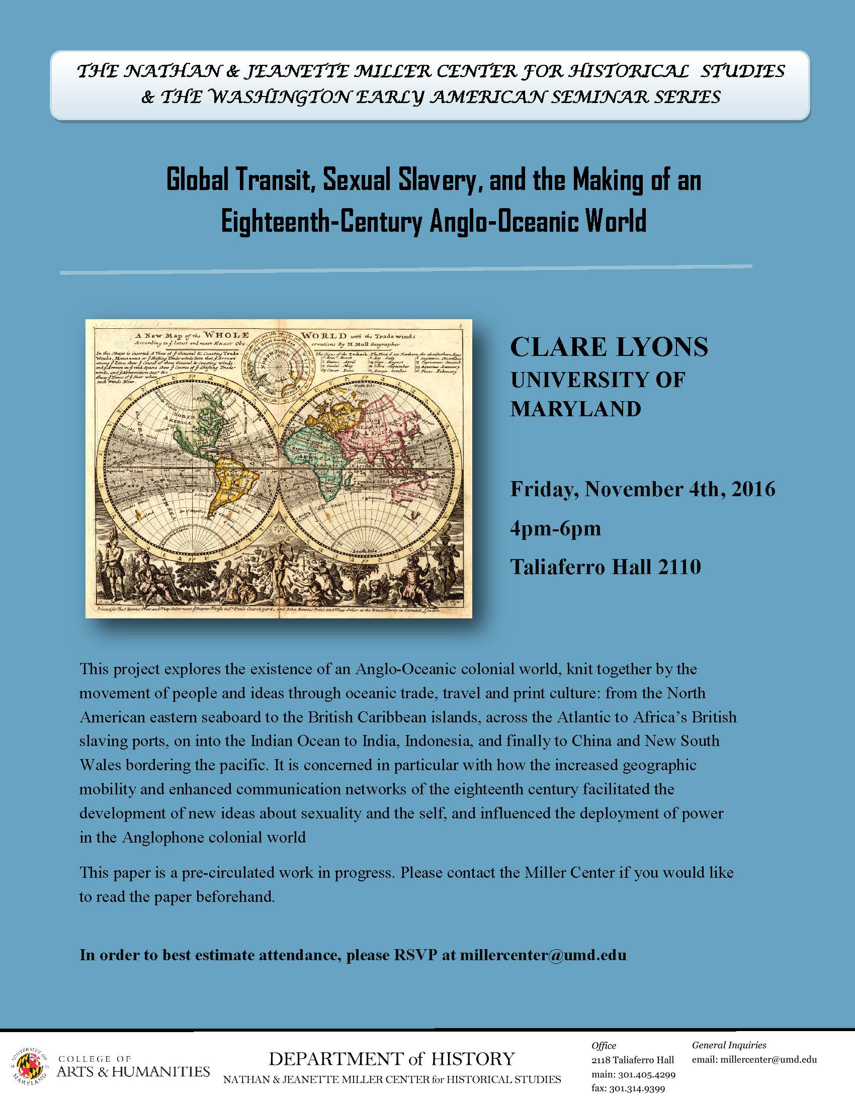Image for event - "Global Transit, Sexual Slavery, and the Making of an Eighteenth-Century Anglo-Oceanic World"