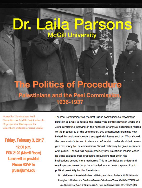Image for event - The Politics of Procedure Palestinians and the Peel Commission, 1936-1937
