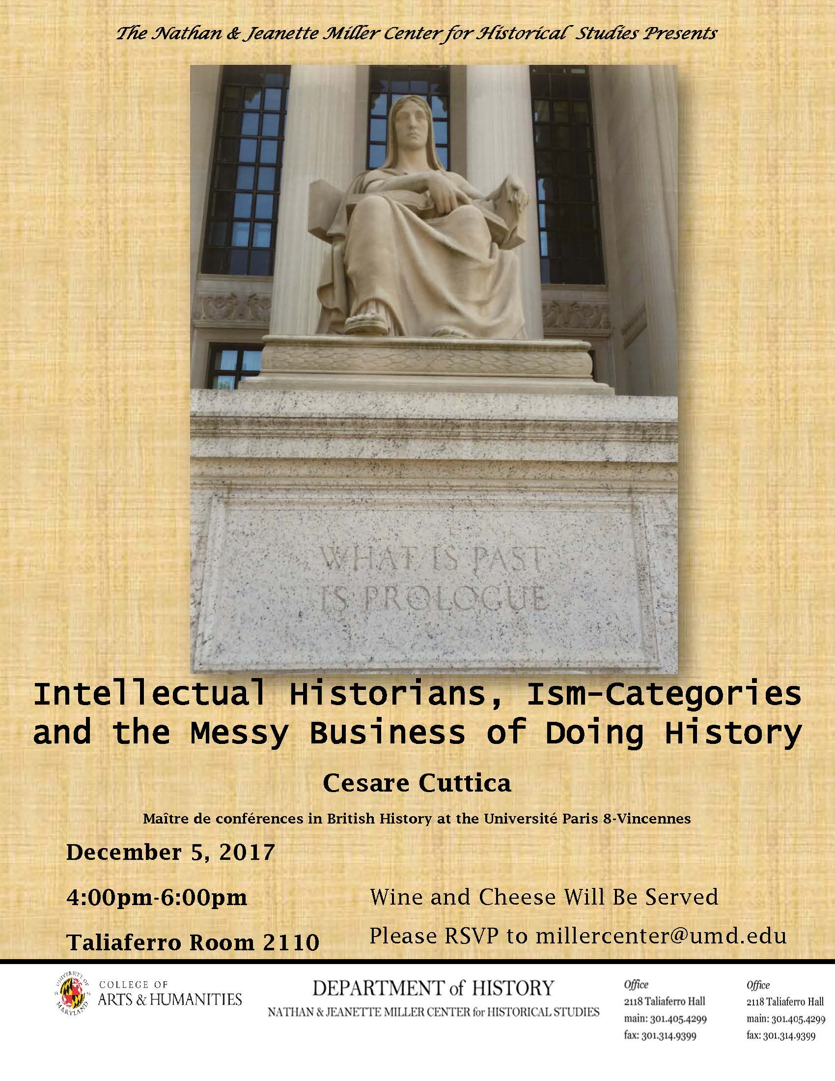 Image for event - Cuttica's "Intellectual Historians"