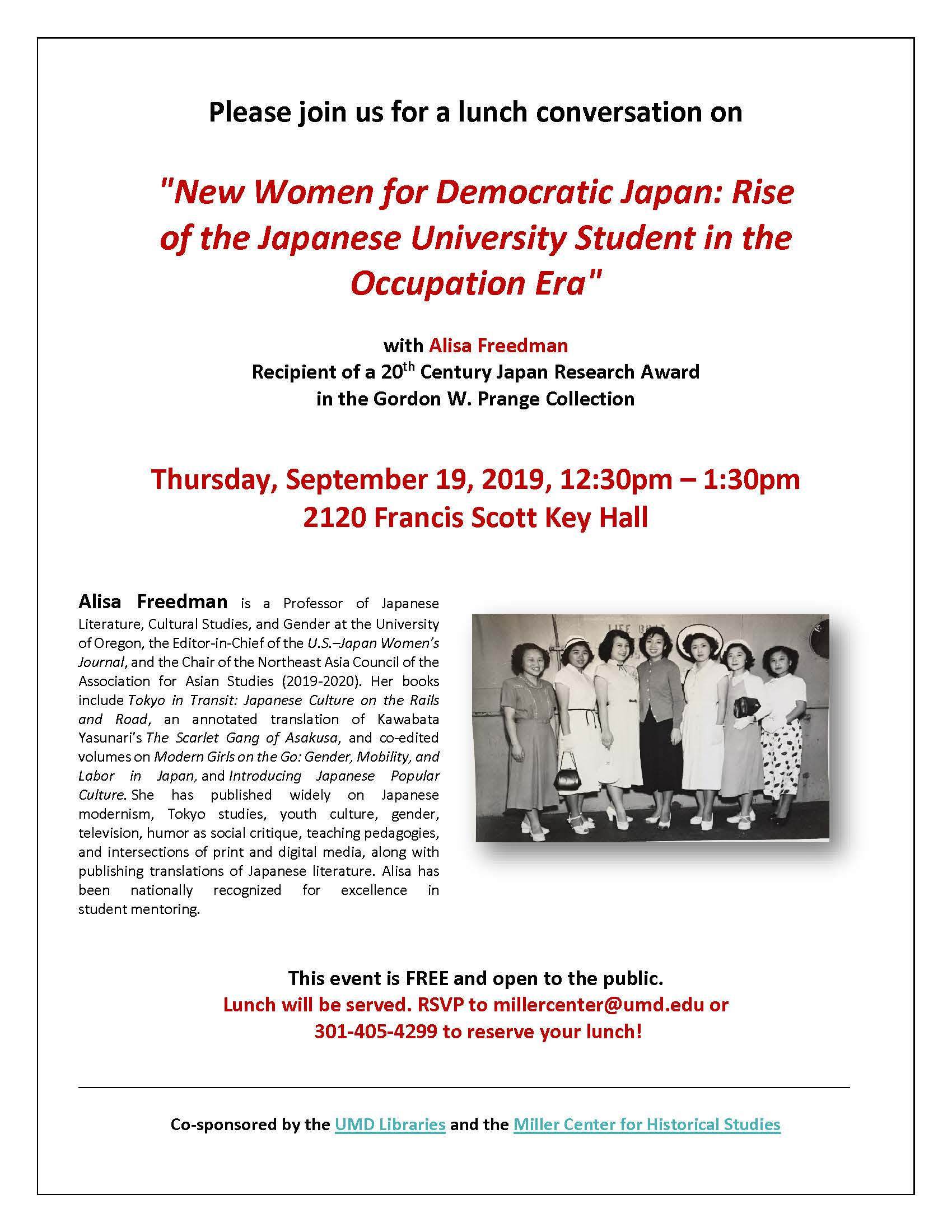 Image for event - New Women for Democratic Japan: Rise of the Japanese University Student in the Occupation Era