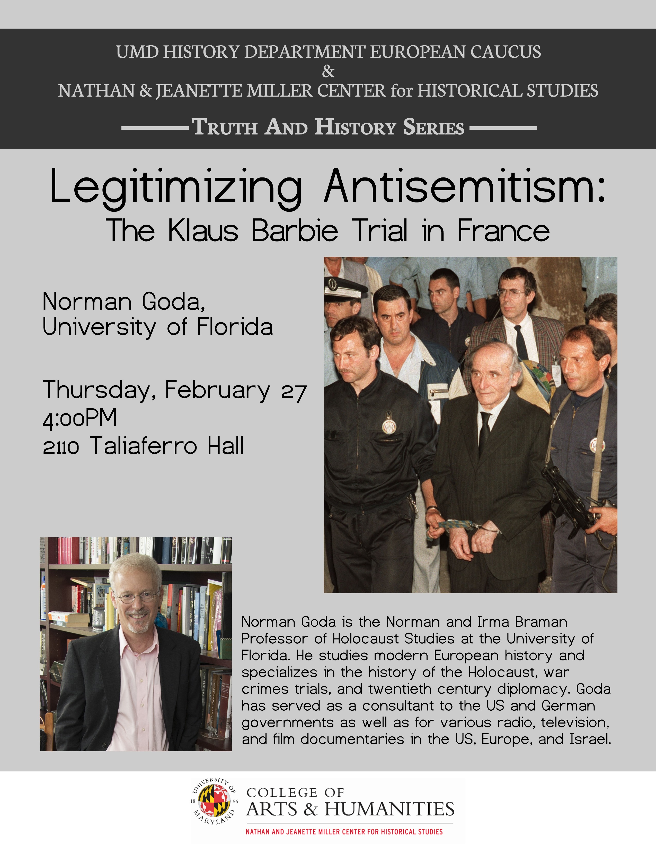 Image for event - Legitimizing Antisemitism: The Klaus Barbie Trial in France