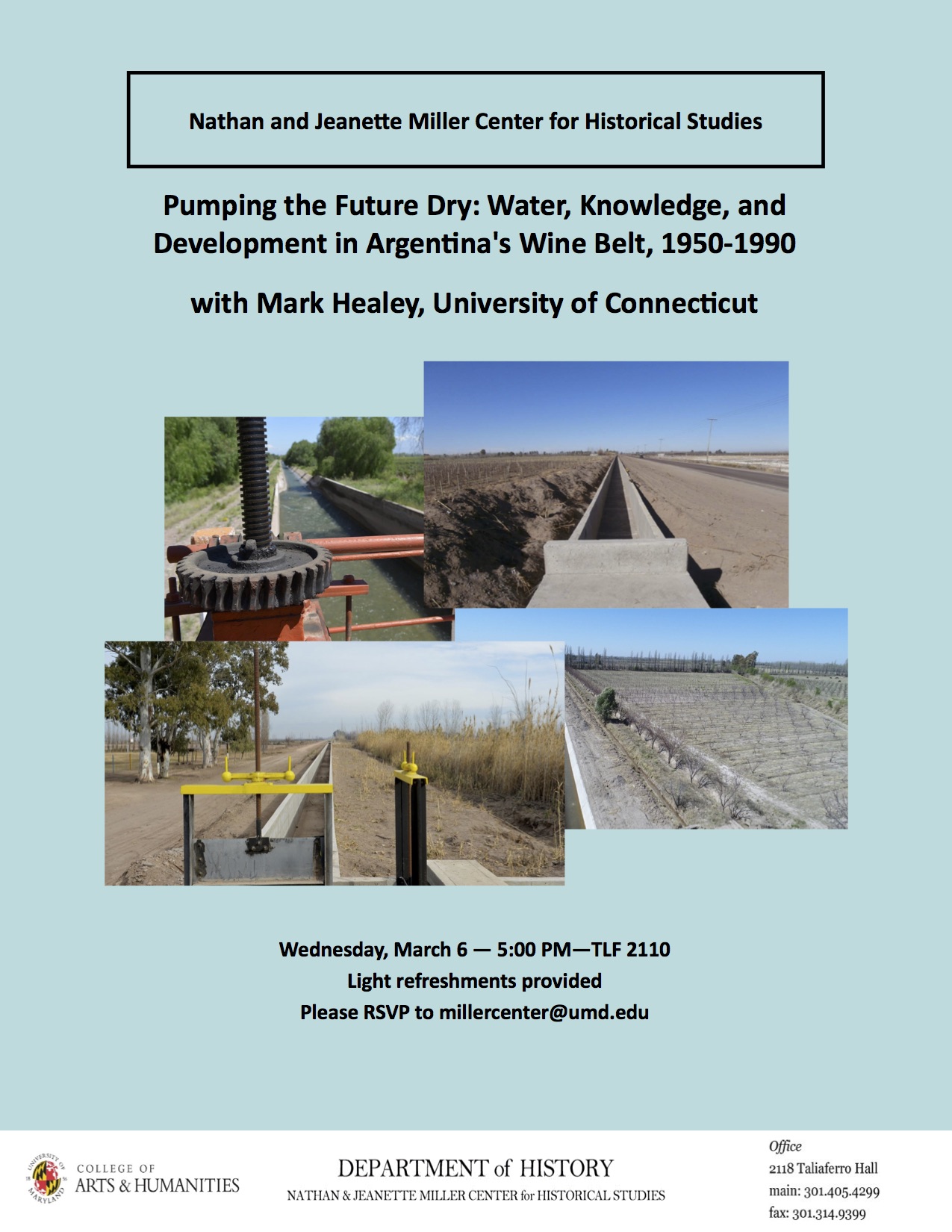 Image for event - Pumping the Future Dry: Water, Knowledge, and Development in Argentina's Wine Belt, 1950-1990