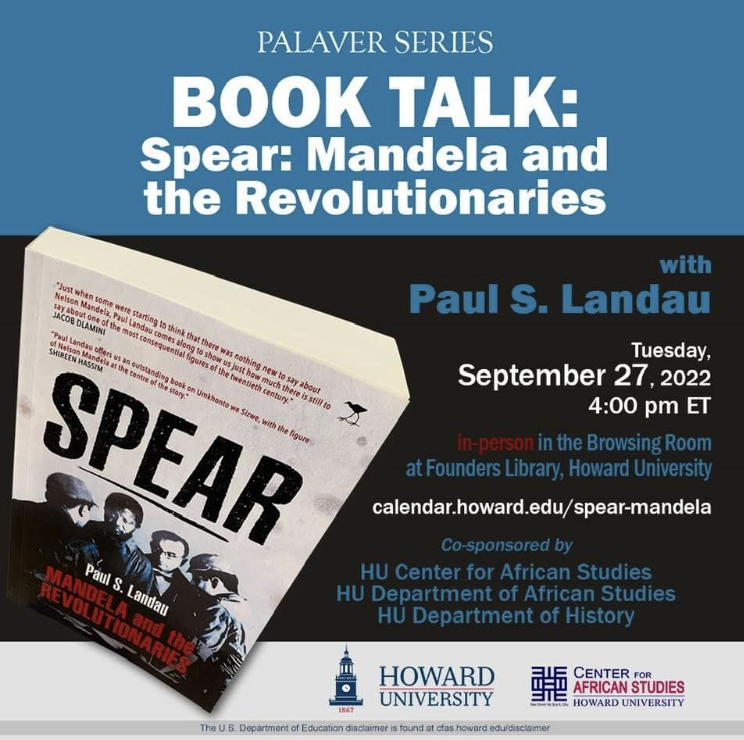 Poster for Paul Landau's book talk on Spear.