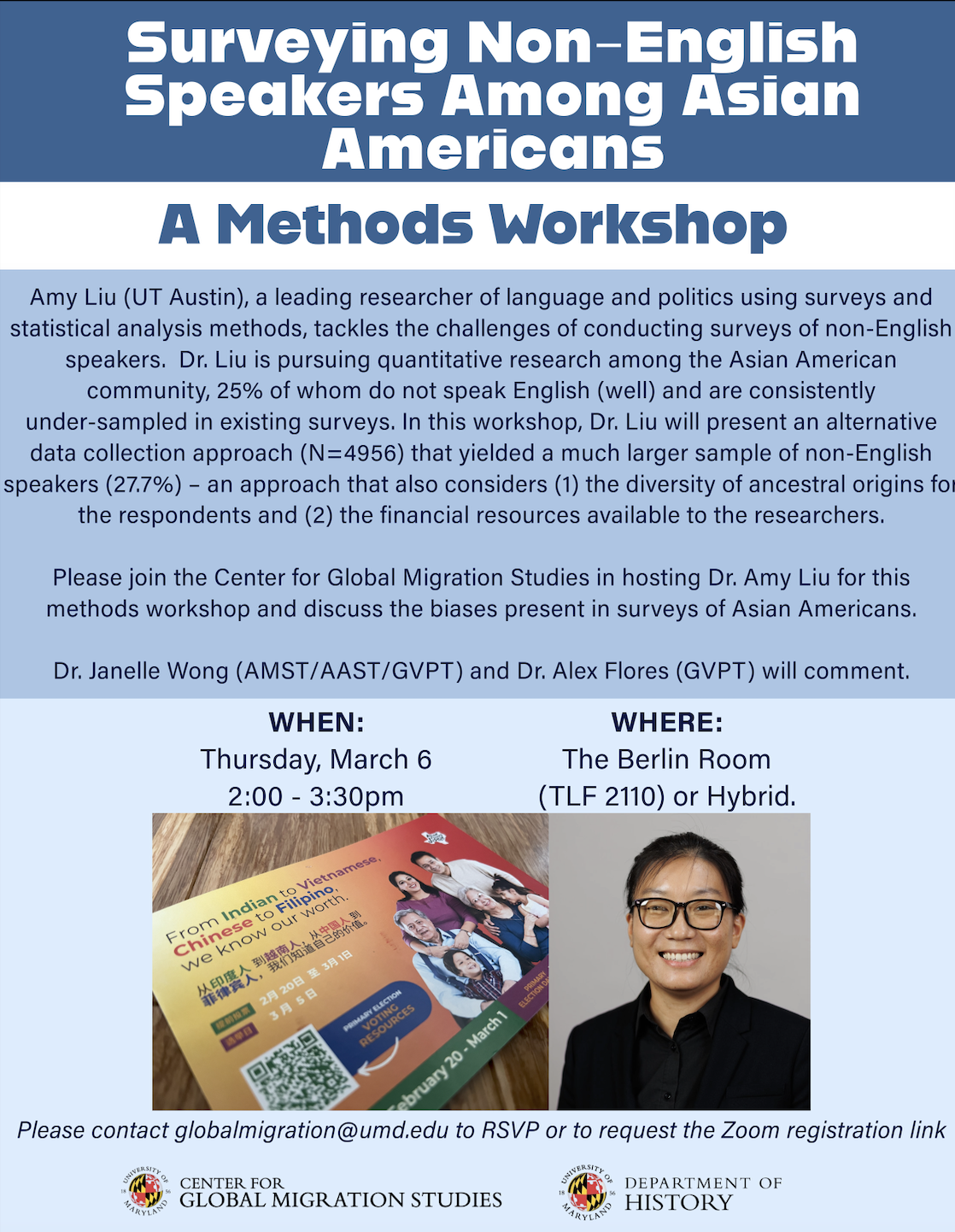 Flier for Amy Liu's workshop