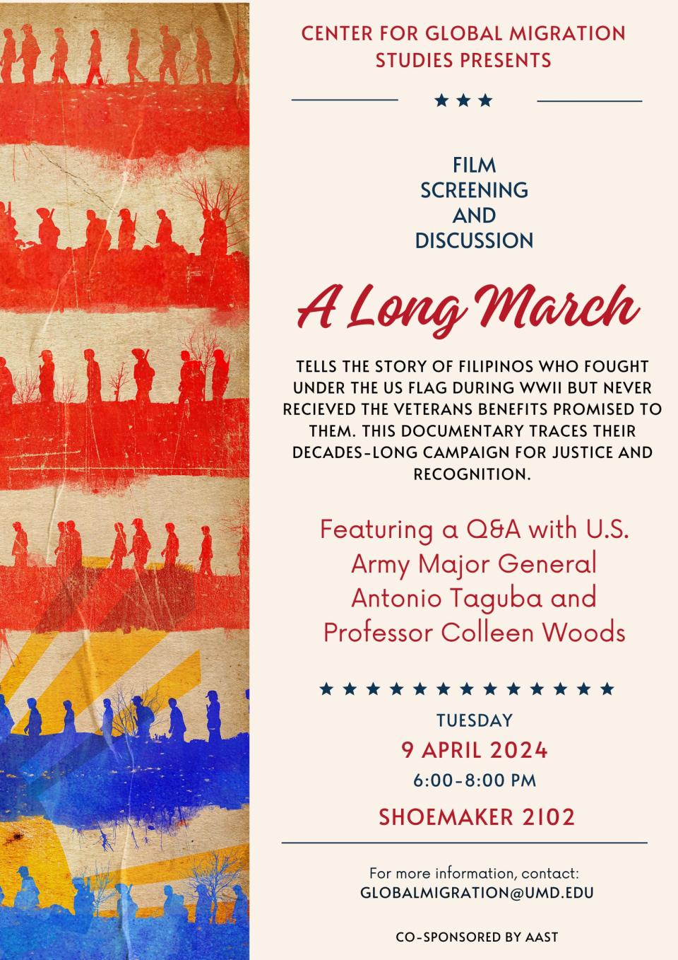 Flier for film screening of A Long March.